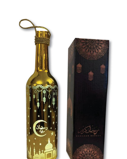 Golden Ramadan Bottle Lantern With Warm LED Light