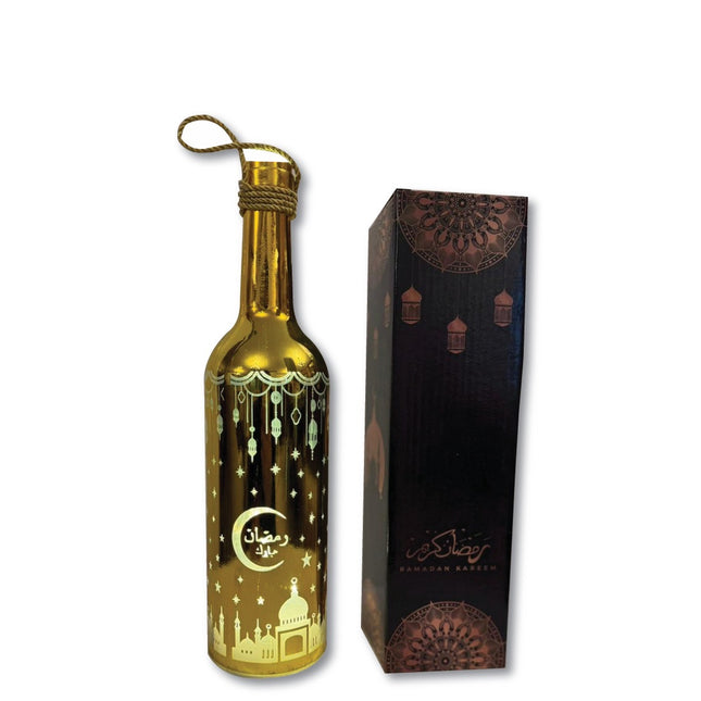 Golden Ramadan Bottle Lantern With Warm LED Light