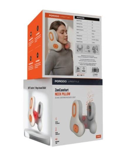 Porodo ZenComfort 2-in-1 Neck Pillow Headphones – Heated Massage & Audio