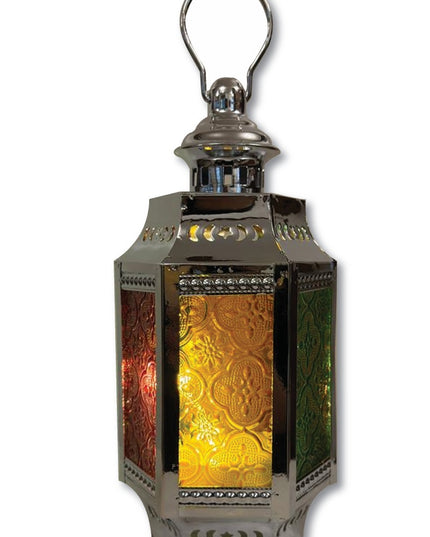 Multicolor Moroccan Ramadan Lantern With Glass Panels