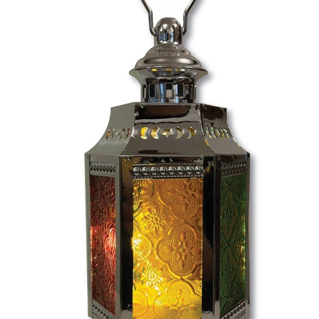 Multicolor Moroccan Ramadan Lantern With Glass Panels
