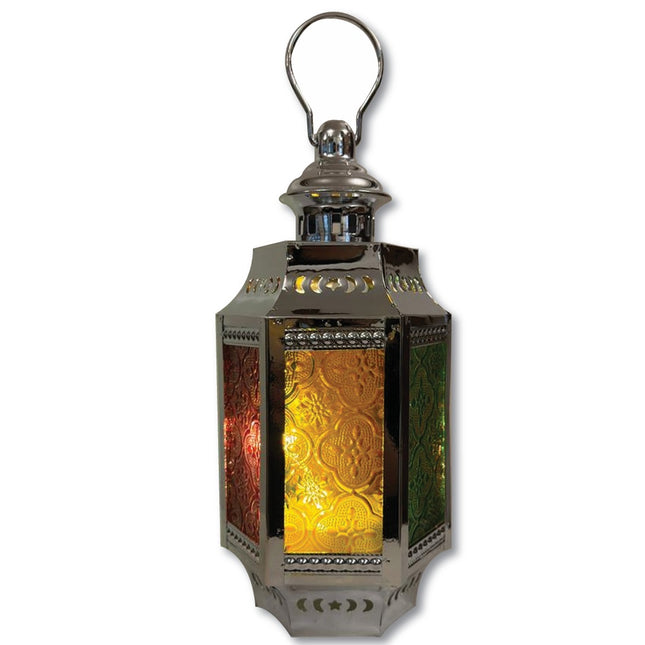 Multicolor Moroccan Ramadan Lantern With Glass Panels