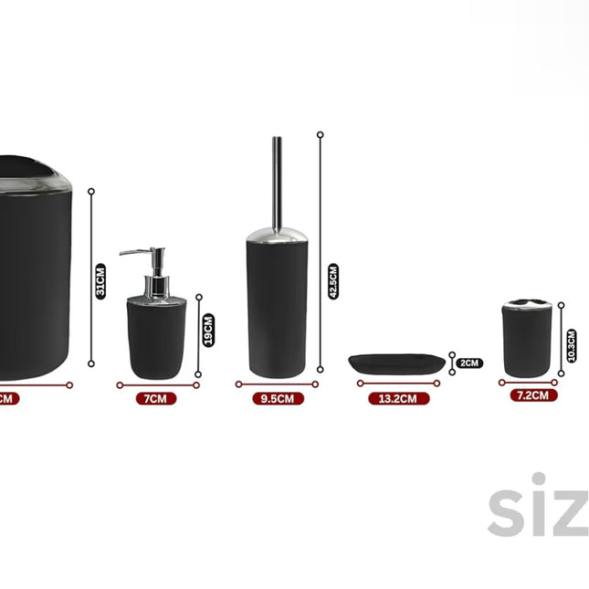 Bathroom Accessory Set (Black) 6pcs