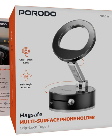 Porodo MagSafe Multi-Surface Phone Holder with Grip-Lock Toggle