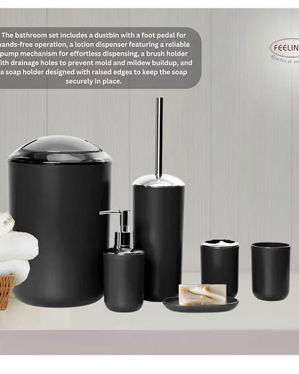 Bathroom Accessory Set (Black) 6pcs
