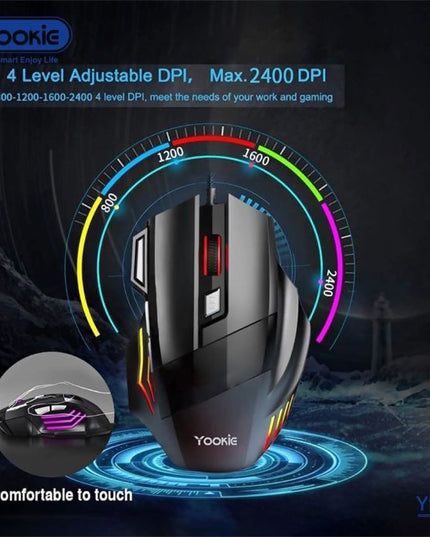 Yookie Gaming Mouse 4 Level Adjustable DPI, Max. 2400 DPI