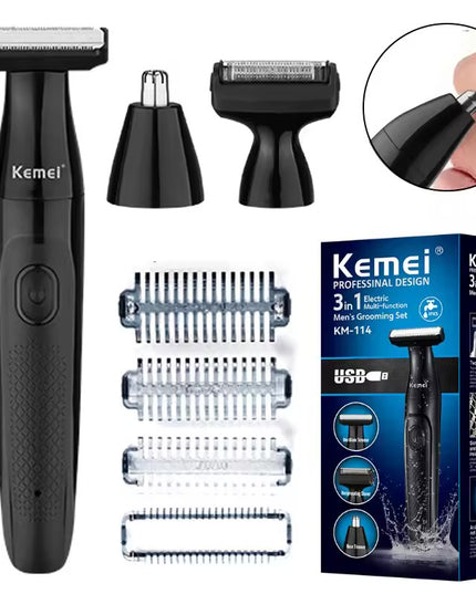 Kemei 3-in-1 Waterproof Body Trimmer