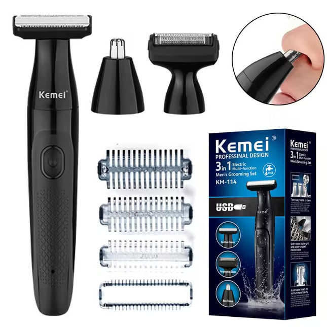 Kemei 3-in-1 Waterproof Body Trimmer