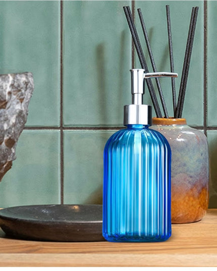 Glass Soap dispenser Rounded (blue)