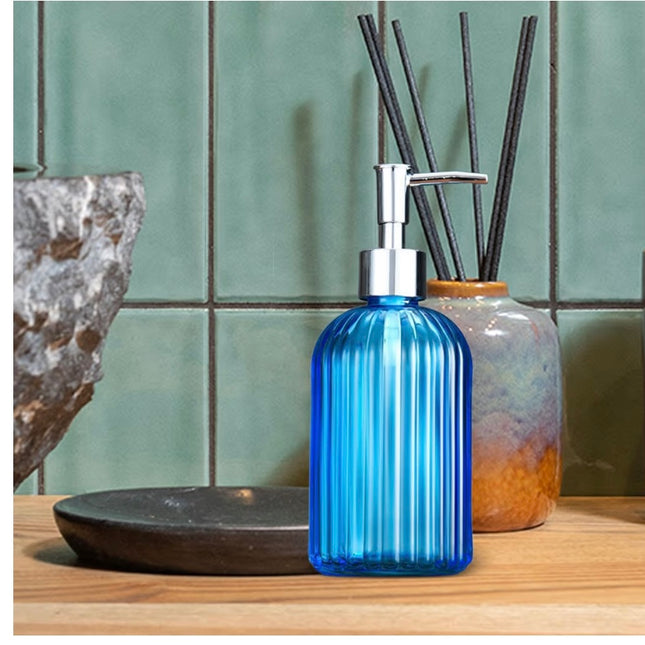 Glass Soap dispenser Rounded (blue)