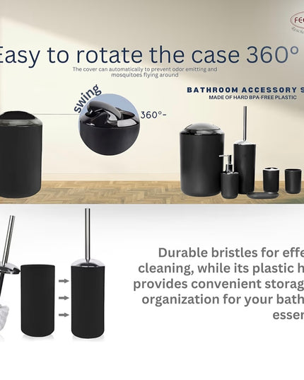 Bathroom Accessory Set (Black) 6pcs