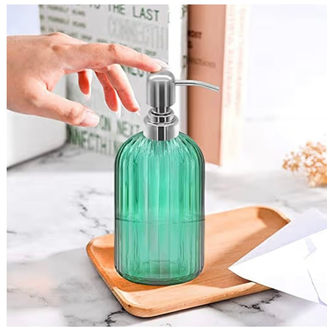 Glass Soap Dispenser Rounded (green)