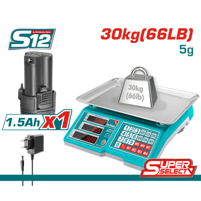 Lithium ion Scale (30kg) including battery