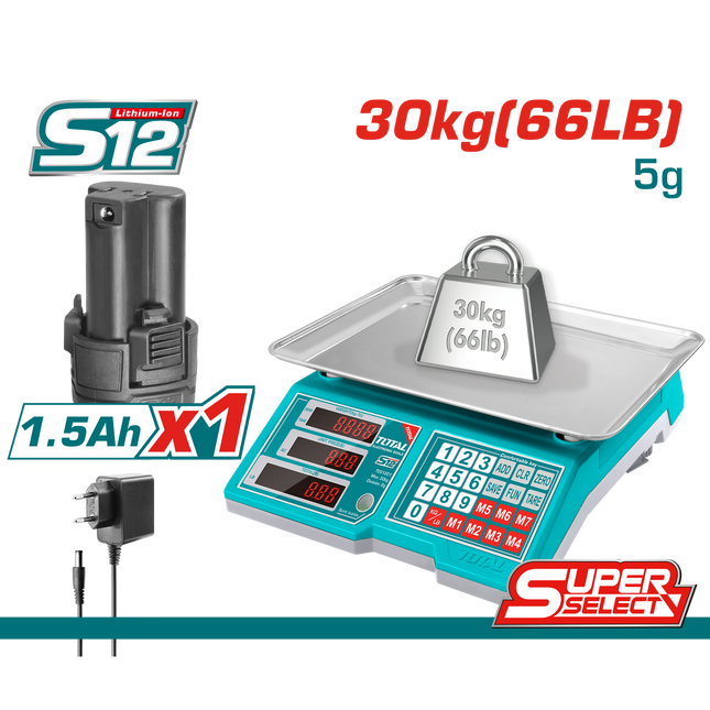Lithium ion Scale (30kg) including battery
