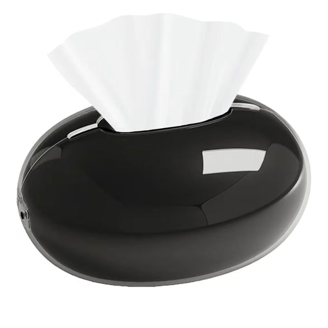 Tissue Box – Glossy Black Oval Design