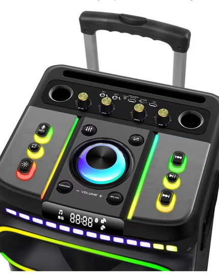 NDR-1260 12” Karaoke BT Speaker With 2 Wireless Microphones And remote Control