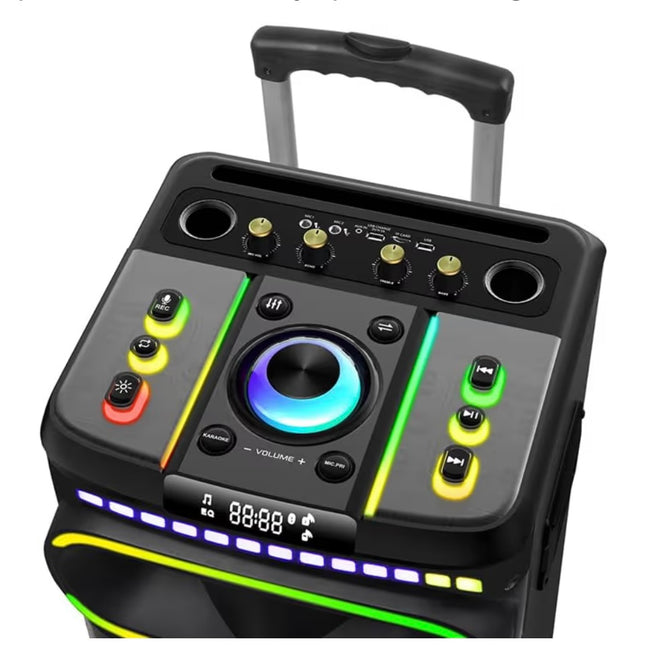 NDR-1260 12” Karaoke BT Speaker With 2 Wireless Microphones And remote Control