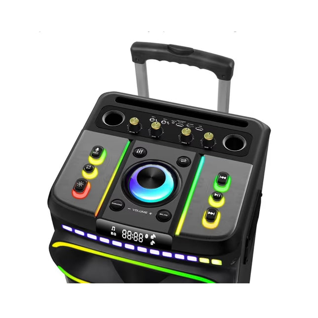 NDR-1260 12” Karaoke BT Speaker With 2 Wireless Microphones And remote Control