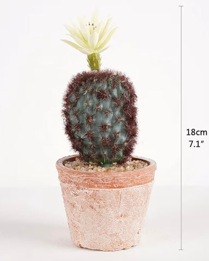 Artificial Cactus Plant with Flower – 18cm Decorative Pot