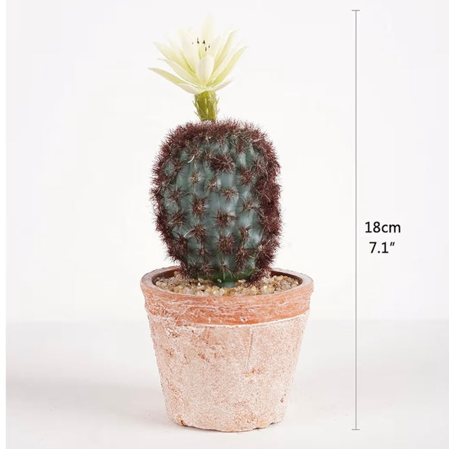 Artificial Cactus Plant with Flower – 18cm Decorative Pot