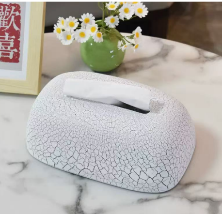 Tissue Box – White Crack Pattern Design