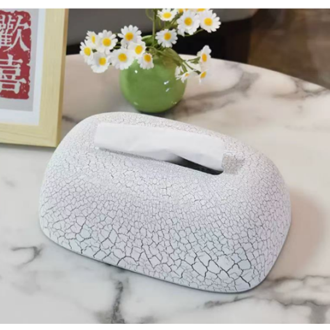 Tissue Box – White Crack Pattern Design