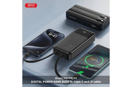 XO Fast Charging PowerBank 20000mAh With Type-C And Lightning Cable