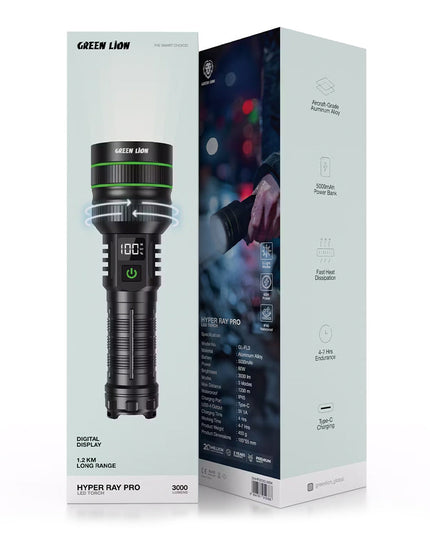 Green Lion Hyper Ray Pro LED Torch with Digital Display