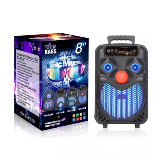 NDR-P66 Karaoke Wireless Speaker Extra Bass With Microphone & Dynamic Lighting Effects 8inches