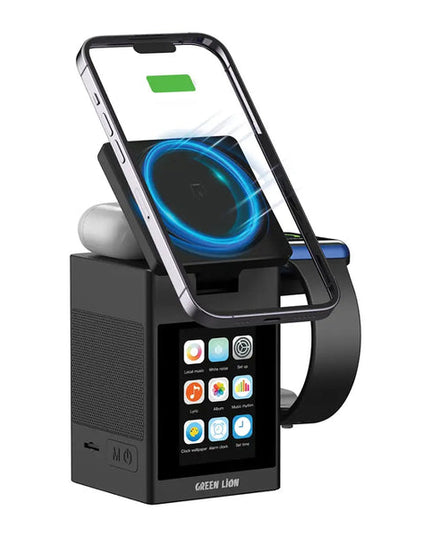 Green Lion Smart Station Pro LCD Display Wireless Charger with Speaker - Black