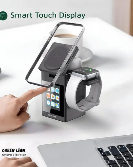 Green Lion Smart Station Pro LCD Display Wireless Charger with Speaker - Black