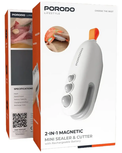 Porodo 2in1 Magnetic Mini Sealer & Cutter